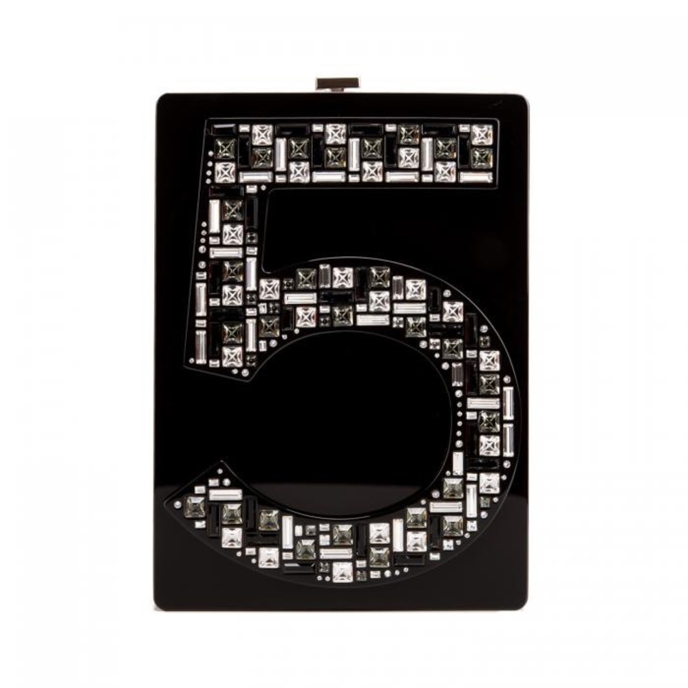 ***SOLD*** NWT CHANEL Black No. 5 Plexiglass Minaudière Clutch - Picture 2 of 16